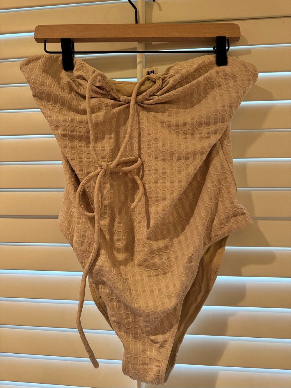 By Malene Birger Beige Textured Strapless One-Piece